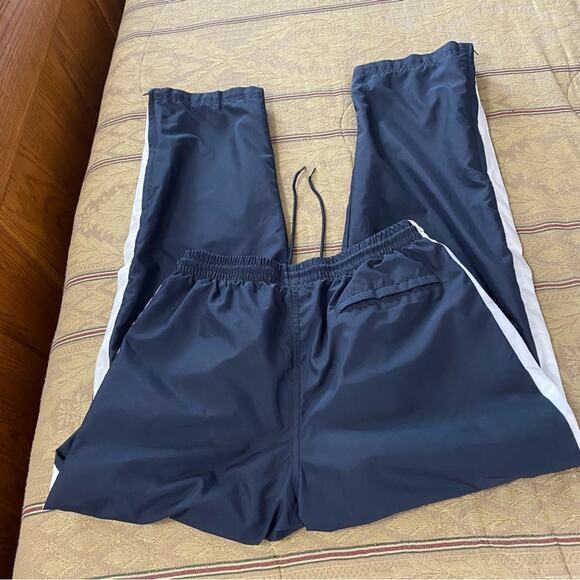 Nike Mens Navy White Stripes Nylon Zip Leg Y2K Athletic Track Pants Medium Retro - Picture 14 of 15